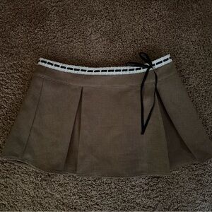 Altar’d State Never Worn Brown Pleated Skirt with Lace Trim